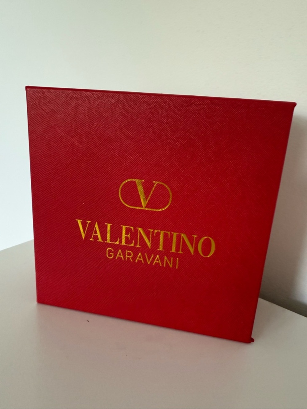 Valentino Garavani Red Box with Gold Logo and dust bag
